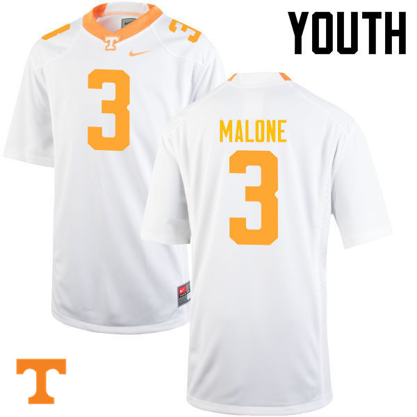 Youth #3 Josh Malone Tennessee Volunteers College Football Jerseys-White